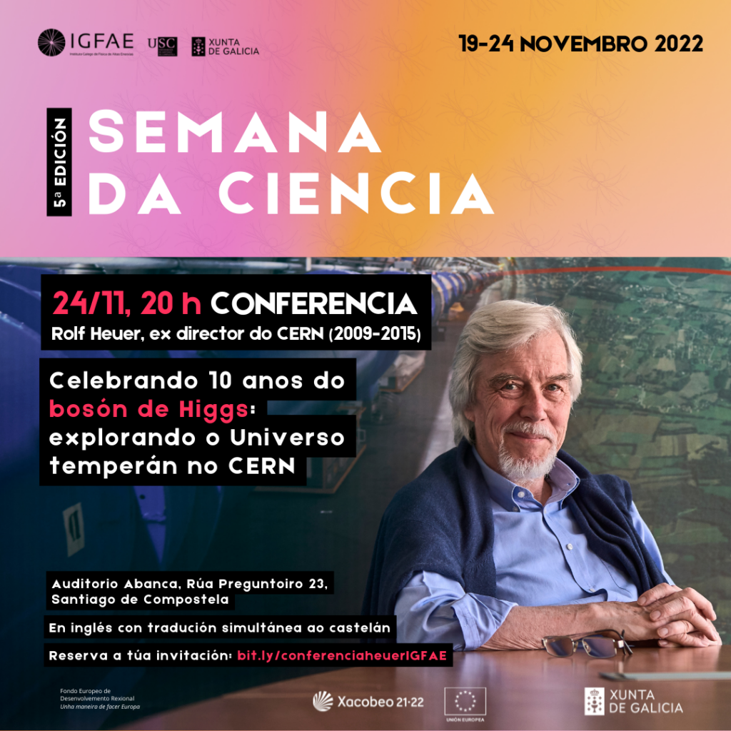 O exdirector do CERN Rolf Heuer visitará Santiago no marco da V Semana da Ciencia do IGFAE